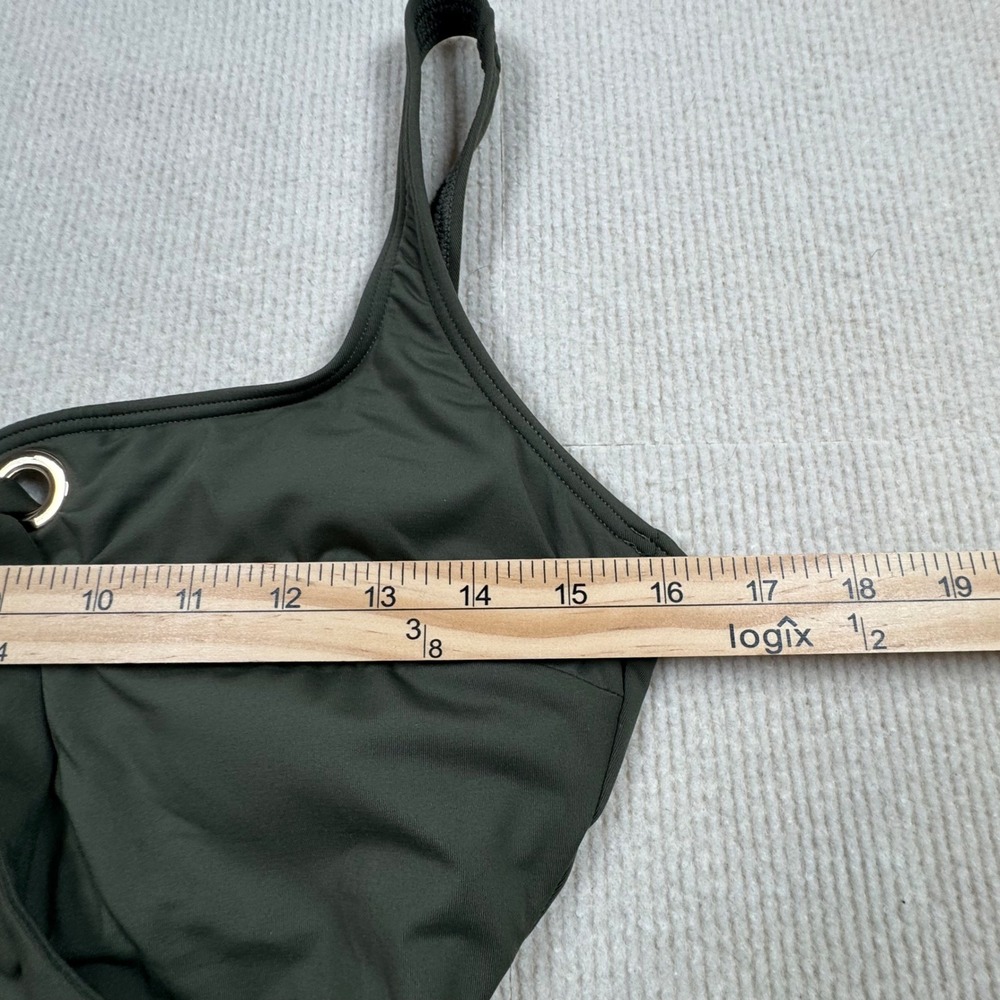 Michael Kors One Piece Swimsuit Women 14 Olive Green Lace Up Grommet - Picture 4 of 6